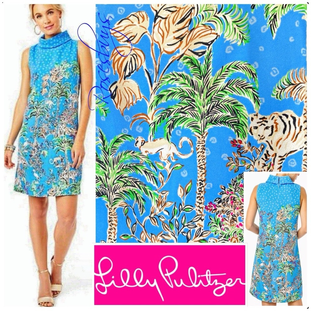 Lilly Pulitzer Portia Shift NWOT size 12 in Blue Thistle Tiger Queen